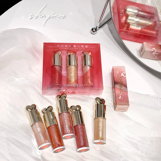 SHAQINUO Amazing Private Label High Quality Lip Maquillaje Glitter Lip Gloss Long Wearing Smooth Flavored Cruelty Free Lip Gloss